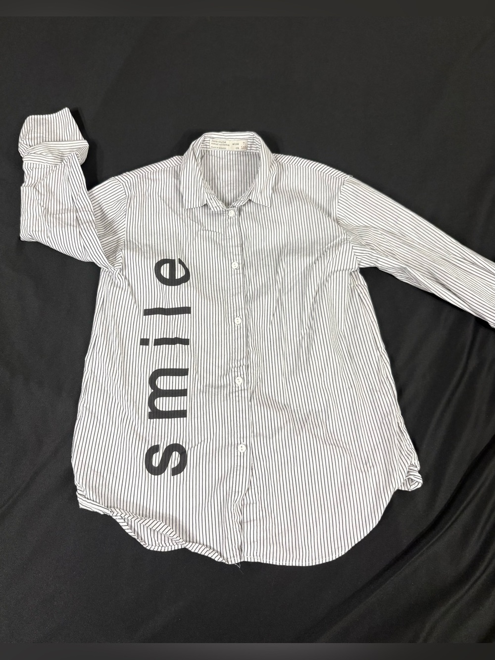 Zara Girls White Striped Print Long Sleeve Button Up Top Size 7